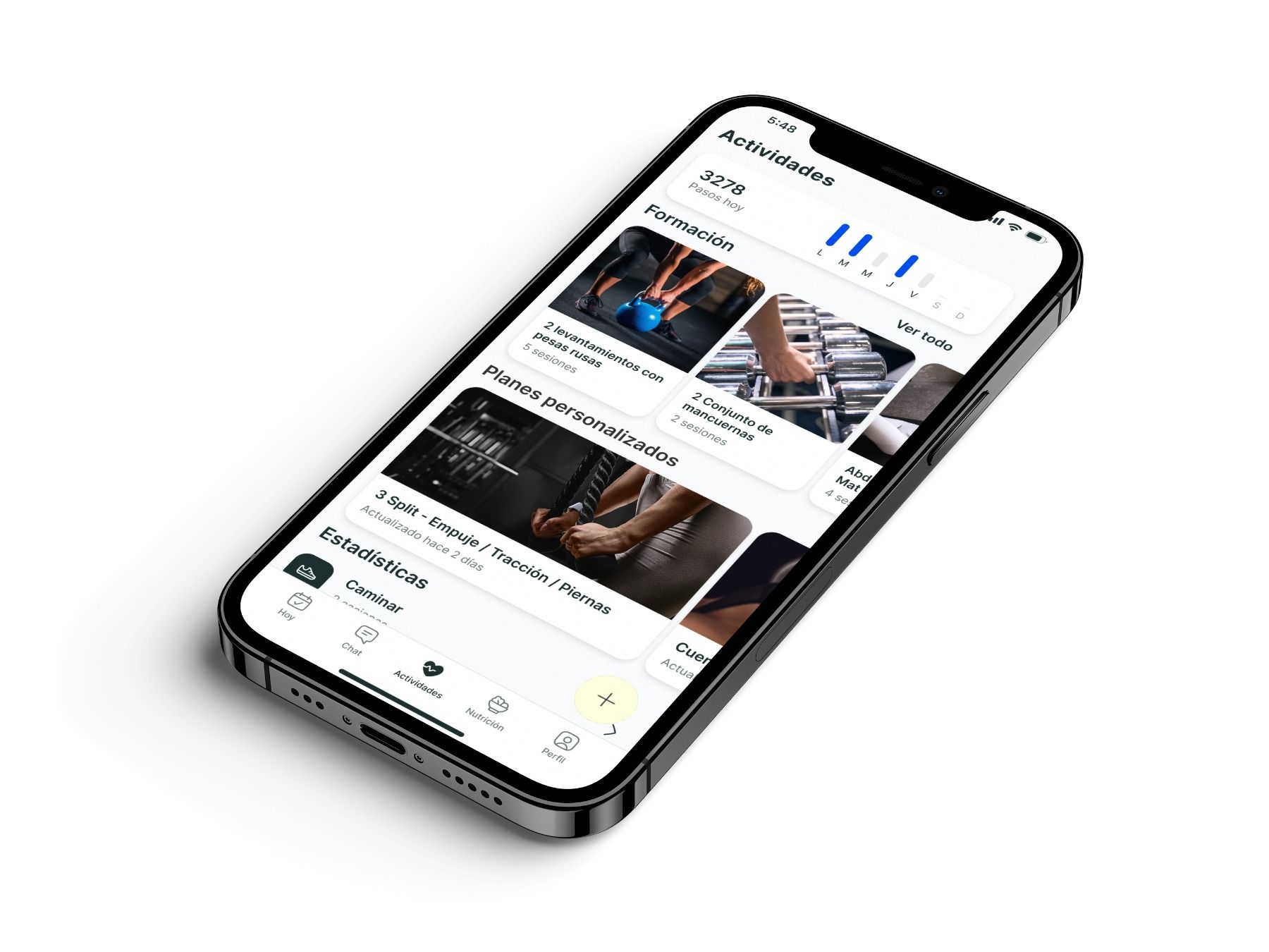 Un mockup de la app de coaching mostrando más funciones.